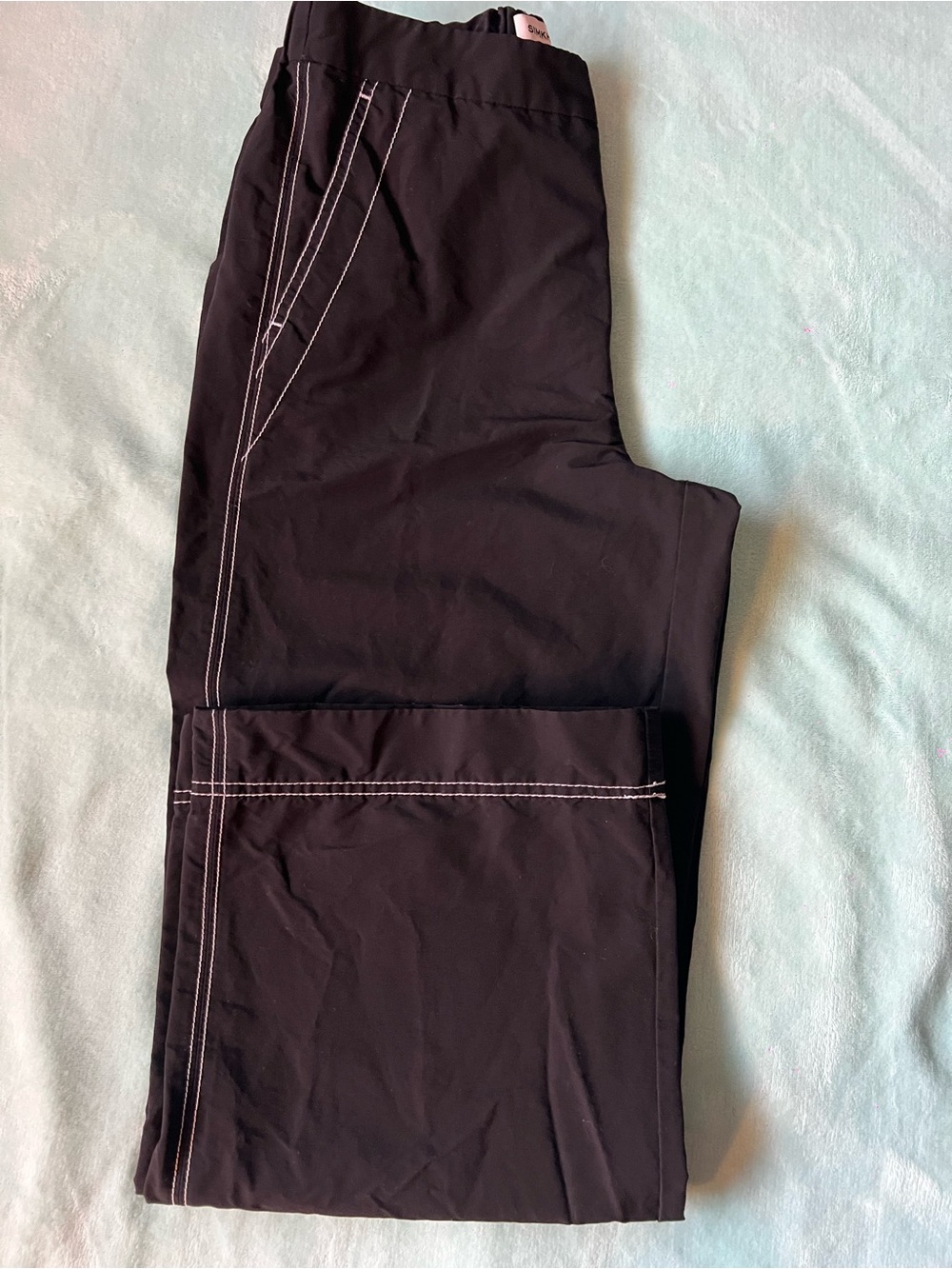 Black Cargo Pants with Contrast Stitching
